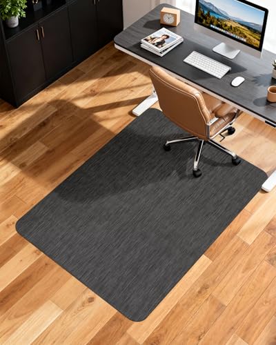 Soimeat Office Chair Mat for Hardwood Floor, 35.4" x 47.2" Non-Slip Desk Computer Chair Mat, PVC Floor Mat for Rolling Chair, Heavy Duty Wood/Tile Floor Protector Desk Rug for Home Office, Black - color: Black, size: 35.4" x 47.2"