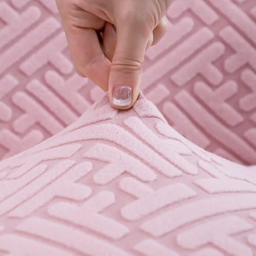 Pink Ergonomic Office Chair Covers Set with Headrest Cover Jacquard 2 Pieces Stretch Desk Computer Office Chair and Headrest Slipcovers Washable - color: Jacquard T-pink, size: Chair and Headrest Covers