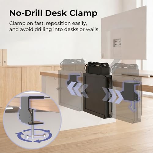 Mini PC Mount for HP with Desk Clamp Micro PC VESA Wall Under Desk Mount and C-Clamp Desktop Mount for HP EliteDesk 800 805 705, Pro Mini 400 260, ProDesk 600 400 405 Mini PC Wall Mount