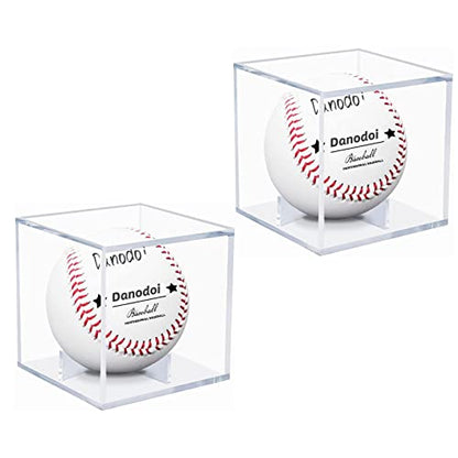 2 Pack Baseball Display Case UV Protected Acrylic Clear Baseball Holder Square Cube Ball Protector Memorabilia Autograph Display Box for Official Size Baseball - size: TWO PACK