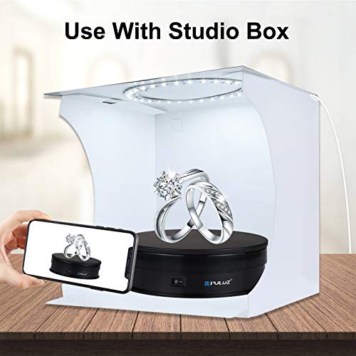 PULUZ 360 Degree Photography Turntable Rotating Display Stand, 5.7in(15cm) Diameter 360 Degree Turntable Display Stand for Photography Video Shooting Props Jewelry, Max Load 33Lb (Black) - size: 5.7inch/Black