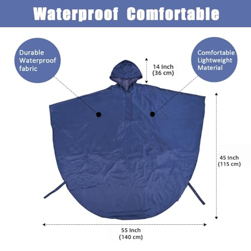 Waterproof Wheelchair Poncho, Windproof Rain cover adults Mobility Scooter Poncho Cape - color: Navy Blue