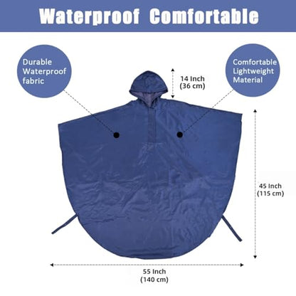 Waterproof Wheelchair Poncho, Windproof Rain cover adults Mobility Scooter Poncho Cape - color: Navy Blue