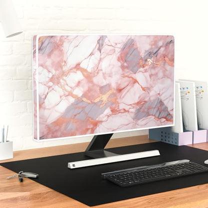 Waterproof Weatherproof Television Cover 32 Inch Anti-Static Dustproof Protective Full Body Cover for TV Screen Sleeve Compatible with Television LED LCD OLED TVs，Pink Marble - color: Pink, size: 32 Inch