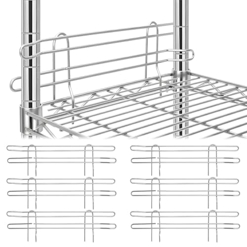 MorningRo 6 Pcs Chrome Wire Shelf Ledge 18" L x 4" H Wire Shelving Side Ledge Metal Shelves Accessories Pantry and Garage Storage(Silver) - color: Silver, size: 18" L X 4" H