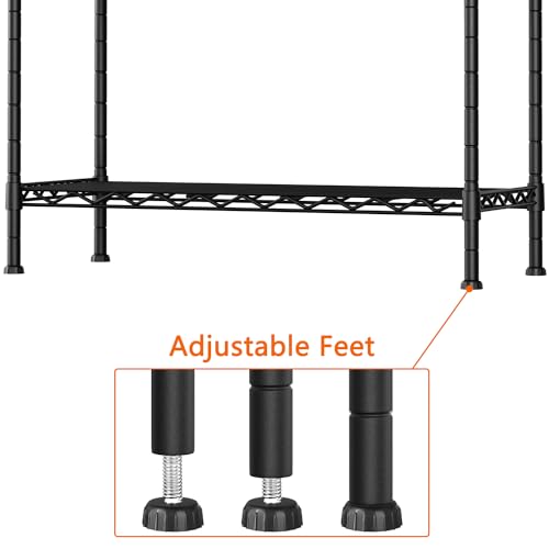 Soywey 3-Shelf Adjustable Heavy Duty Storage Shelves,36" Wx14 Dx35.8 H Metal Organizer Wire Rack for Laundry Bathroom Kitchen Pantry Closet Garage Shelving Black - size: 3-Shelf, style: No Wheels