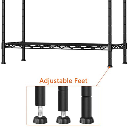 Soywey 3-Shelf Adjustable Heavy Duty Storage Shelves,36" Wx14 Dx35.8 H Metal Organizer Wire Rack for Laundry Bathroom Kitchen Pantry Closet Garage Shelving Black - size: 3-Shelf, style: No Wheels