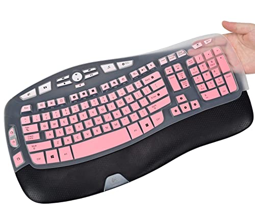 CaseBuy Keyboard Cover for Logitech K350 MK550 MK570 Wireless Wave Keyboard, Ultra Thin Silicone Protector Skin for Logitech K350 MK550 MK570 Keyboard -Ombre Pink - color: Ombre Pink