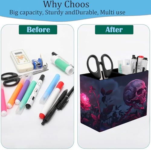 Pen Holder and Anti-Slip Mouse Pad Combination, Makeup Brush Storage Box, Tableware Storage Box, Suitable for Office and Home - Rose Skull - color: Rose Skull