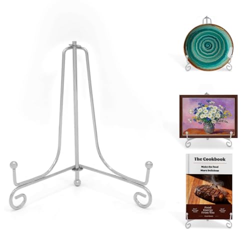 Iron Plate Stands for Display, Foldable Book Holder & Easel Stand for Sign, Versatile Poster Stand and Small Plate Stand for Home Decor, Art, Photo Frame, Card, Crystal Display (Silver, 8 inch (4Pcs)) - color: Silver, size: 8 inch (4Pcs)
