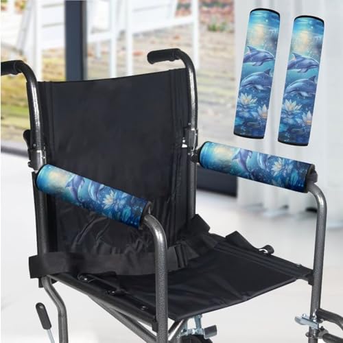 Wheelchair Armrest Pads Blue Dolphin Wheelchair Accessories Chair Arm Pads Universal for Wheelchair Armrests Office Transport Chairs Scooters - color: Blue Dolphin