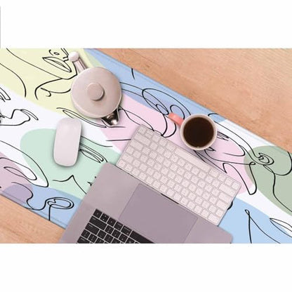 Abstract Women's Faces Gaming Mouse Pad Black Lines Drawing Large Full Desk Keyboard Mousepad for Computer,Home,Office 35.4"X15.7" - color: women's faces