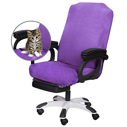 SARAFLORA Office Chair Cover- Large, Light Purple- Removable Computer Chair Covers for with Zipper for Universal Rotating Chair Desk Chairs Cover High Chair Seat Washable Protector for Pet - color: Light Purple, size: Large | 1PCS
