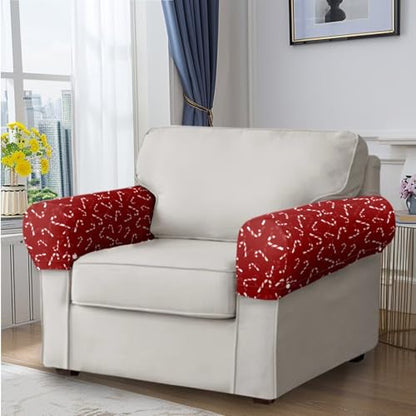 Christmas Candy Sofa Headrest Armrest Cover Set Sofa Chair Protector Covers Armchair Headrest Cover, Fade Resistant Couch Slipcover Non Slip Furniture Protector Lounge Couch Cvers - color: Christmas Candy