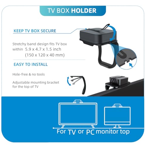 Universal Cable Box Mount & TV Top Shelf - No-Tool Apple TV Wall Mount Alternative, Holder & TV Shelf for Cable Box - Discreet Behind TV Shelf for Box streming Device and Apple TV 4K (Universal)