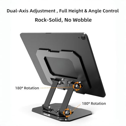 360° Rotatable Metal Tablet Stand, Adjustable Folding Desktop Stand for iPad/iPhone/Switch, Universal Use for Office/Movie/Studying/Drawing/Gaming, Silver - color: Hollow Stand - White