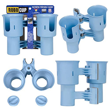 ROBOCUP, Light Blue EZ-Spring, Updated Version, Best Cup Holder for Drinks, Fishing Rod/Pole, Boat, Beach Chair, Golf Cart, Wheelchair, Walker, Drum Sticks, Microphone Stand - color: Light Blue, size: EZ-Spring