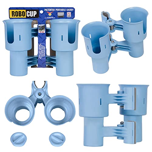 ROBOCUP, Light Blue EZ-Spring, Updated Version, Best Cup Holder for Drinks, Fishing Rod/Pole, Boat, Beach Chair, Golf Cart, Wheelchair, Walker, Drum Sticks, Microphone Stand - color: Light Blue, size: EZ-Spring