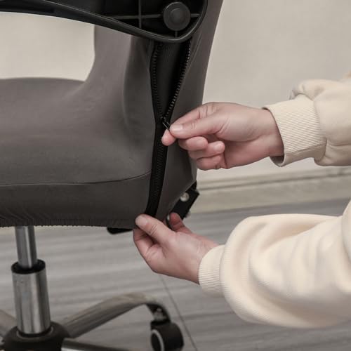 Melaluxe Office Chair Cover with Arm Covers - Universal Stretch Desk Chair Cover, Computer Chair Slipcovers (Size: L) - Dark Gray - color: Dark Gray, size: Large with Arm Cover