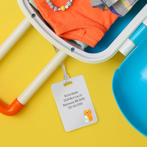Personalized Cat Luggage Tag / 2.75" x 4" Custom Kitty Bag Tag/Double Sided Durable Plastic Luggage Tag with Plastic Strap/Made in The USA - style: Cats