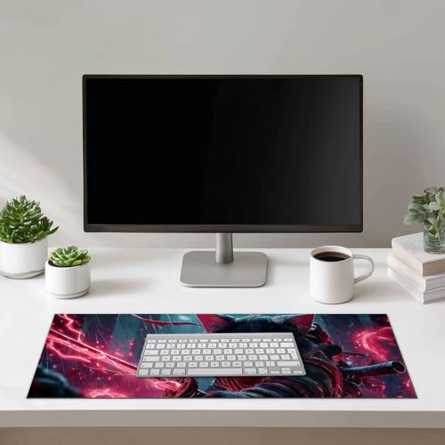 HOMETITUTE Dark Fantasy Cat Art XL Mouse Pad Gaming Mousepad 31.5x11.8 Inch Non-Slip Keyboard Desktop Protector Mat Diatomite Large Mouse Pad for Home and Office Desk Accessories - color: Dark Fantasy Cat Art