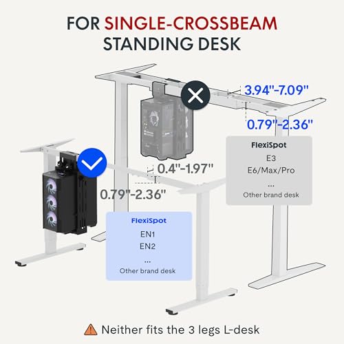 FLEXISPOT Computer Tower Stand, PC Stand up to 44lbs, CPU Holder Adjustable Height and Width Fits Mid-Tower and Mini-Tower, For Single-crossbeam - size: For Single-crossbeam