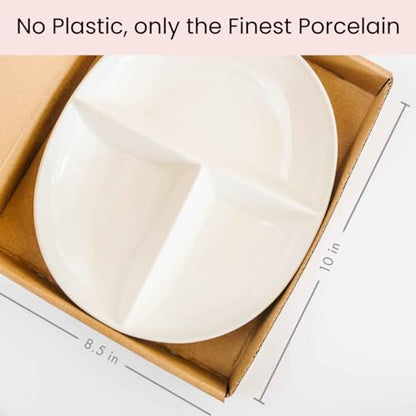 Uba Portion Control Plate (PORCELAIN) for Adults for Healthy Diet (White, 1)