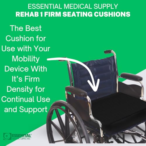 Essential Medical Supply Rehab 1 Foam Seat Cushion - Denser Cushion for Office Chairs, Wheelchairs, and More - Chair Seat Pad Provides Additional Support and Pain Relief for Seniors - 18" x 16" x 3" - size: 18x16x3 Inch (Pack of 1)