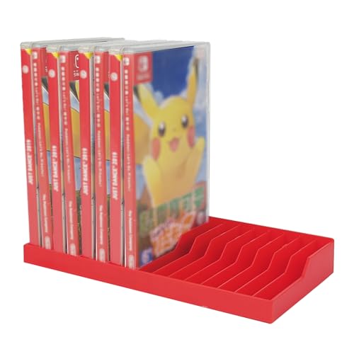 Nintendo Switch Game Holder Case Organizer - 16 Game Case Storage Stand, Eco-ABS Plastic Desktop Rack, Space-Saving Nintendo Switch Game Case Holder/Organizer (red) - color: red