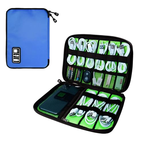 Lcsmaokin Electronics Organizer Travel Case,Electronic Accessories Storage Bag,Portable Waterproof Cable Organizer Bag,Travel Cord Organizer Bags for Small Charging Cord Storage,SD Card-Royal Blue - color: C-Royal Blue-Green, size: Single Layer
