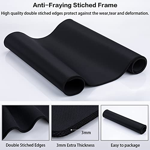 Canjoy Gaming Mouse Pad (31.5x15.7in) 3mm Thickness XX-Large Extended Mousepad Big Computer Keyboard Full Desk Mousepad with Anti-Slip Base Anti-Fray - color: Black
