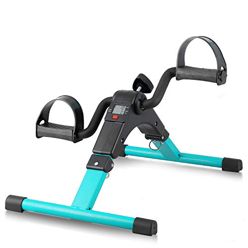 Folding Pedal Exerciser, Mini Under Desk Bike - Portable Foot Hand Cycle Peddler Machine Bicycle Exerciser for Arm Leg While Sitting - color: Green