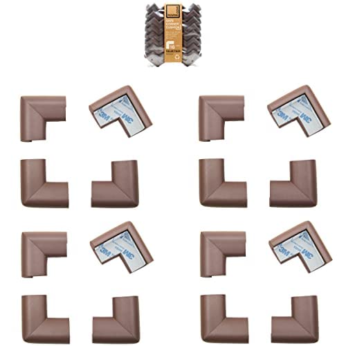 Roving Cove HeftyFit Corner Protector for Baby (16 Large Corners), Heavy-Duty Soft Rubber Foam Furniture Corner Bumper Guards, 3M Adhesive Pre-Taped, Coffee Brown - color: Coffee Brown, size: Large 16 Count (Pack of 1)