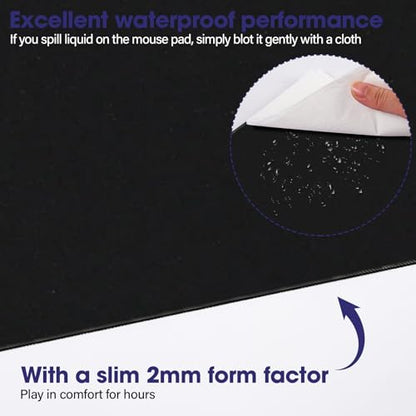 Professional Extended Gaming Mouse Pad - 31.5" x 15.7" Large Desk Mat with Stitched Edges, Waterproof Coating Non-Slip Rubber Base for Gamers Esports Pros Office Home, Black
