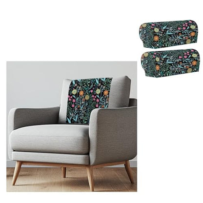 Sofa Headrest Armrest Cover Set Chair Recliner Armrest Cover Soft Breathable Sofa Headrest Covers Non Slip Headrests Slipcovers Lounge Chair Headrests Protector Flower - color: Flower