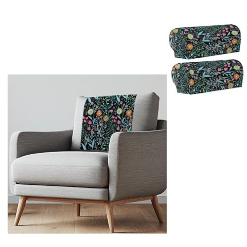 Sofa Headrest Armrest Cover Set Chair Recliner Armrest Cover Soft Breathable Sofa Headrest Covers Non Slip Headrests Slipcovers Lounge Chair Headrests Protector Flower - color: Flower