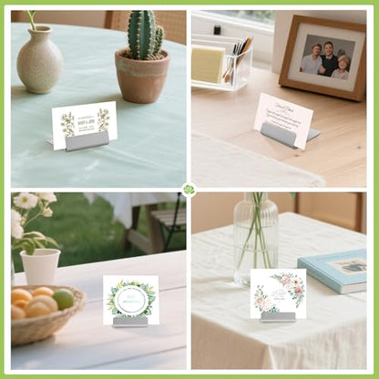 Urban Deco Table Card Holder Metal Place Card Holders Steel Card Holders for Photos, Food Signs, Memo Notes, Weddings, Restaurants, Birthday (Silver 16PK) - color: Silver 16PK