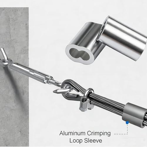 Pack of 120 Aluminum Crimping Loop Sleeve Cable Crimp for 5/32 inch Diameter Double Ferrule Wire Rope and Cable (4mm)