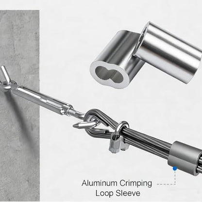 Aluminum Crimping Loop Sleeve Cable Crimp for 3/8" Diameter Double Ferrule Wire Rope and Cable (Pack of 14)