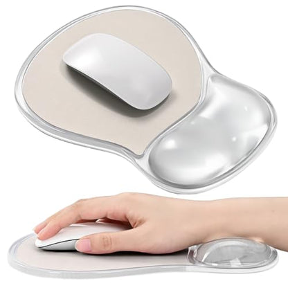 EooCoo Ergonomic Waterproof Mouse Pad with Gel Wrist Rest Support | Middle Concave Design, Leather Mouse Pad, Relieve Wrist Pain, Non-Slip Base, Office Desk Accessories, Non-Slip Base - color: Transparent White