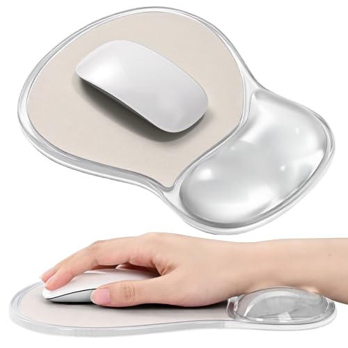 EooCoo Ergonomic Waterproof Mouse Pad with Gel Wrist Rest Support | Middle Concave Design, Leather Mouse Pad, Relieve Wrist Pain, Non-Slip Base, Office Desk Accessories, Non-Slip Base - color: Transparent White