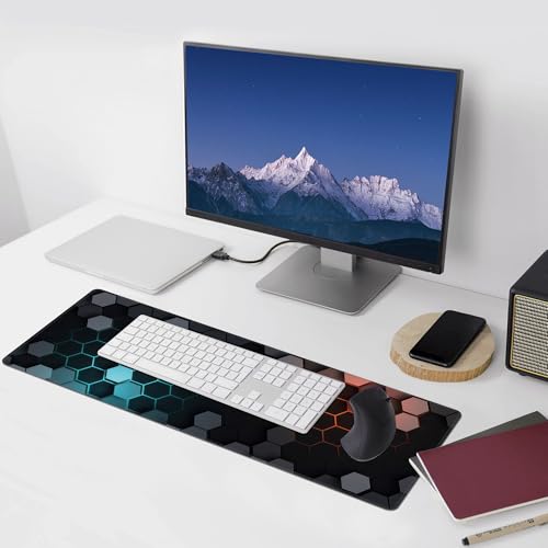 Hexagon Honeycomb Large Mouse Pad,Gaming Keyboard Desk Pad,Extended Mouse Mat Non-Slip Rubber Base with Stitched Edges for Office Game Home XL 31.5"x11.8" - color: Honeycomb B, size: 31.5L x 11.8W inches