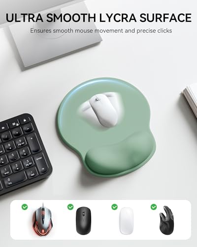 Mouse Pad with Wrist Rest, Ergonomic Mouse Pads for Desk, Office Non-Slip Mousepad with Gel Wrist Support(Green, 10.6''L x 9''W) - color: Green