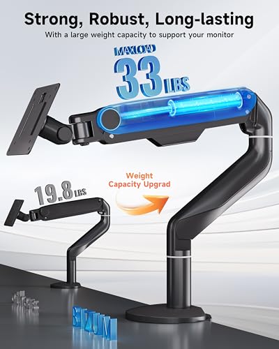BIZUM Heavy Aluminum Monitor Stand 17 to 43 Inch Monitor Arm, Adjustable-Monitor Mount up to 33lbs with Clamp and Grommet Base, VESA 75x75/100x100mm Black - color: Black