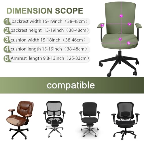 Tallew 4 Pcs Office Chair Covers Set Computer Universal Protective Stretchable Chair Seat Covers Desk Armrest Slipcovers Pads Office Cushion Backrest for Rotating(Grass Green) - color: Grass Green