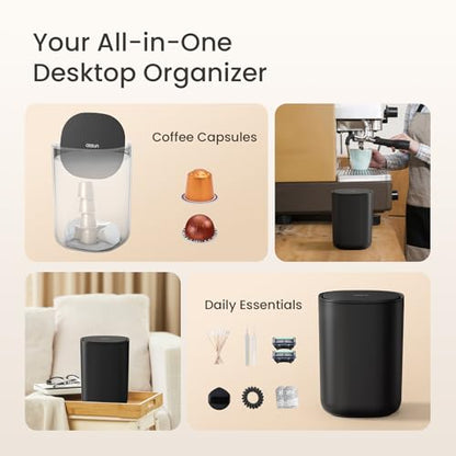 Cesun Mini Desktop Trash Can with Swing Lid, 0.4 Gallon Small Desk Trash Can, Countertop Wastebasket, Modern Tiny Tabletop Bin for Home Office, Makeup Area, or Car Interior (Black) - color: Black