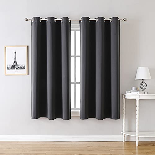 ChrisDowa Grommet Blackout Curtains for Bedroom and Living Room - 2 Panels Set Thermal Insulated Room Darkening Curtains (Dark Grey, 42 x 63 Inch) - color: Dark Grey, size: 42"W x 63"L (Pack of 2)