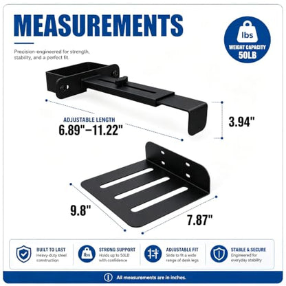 Relaxweex Under Desk PC Mount for Standing Desk Fits 65×45mm, 75×45mm, 80×50mm Leg PC Under Desks Mount 50lb Computer Holder Under Table Adjustable Computer Holders Clamp on Leg Holder & Non Slip Pad - size: 65×45mm,75×45mm,80×50mm