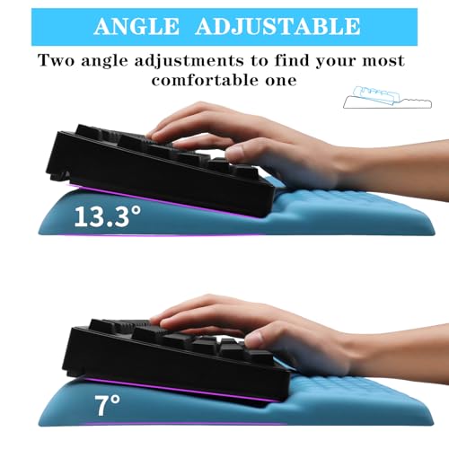 Computer Keyboard Stand Pad with Wrist Rest, Ergonomic Comfy Tilted Keyboard Stand Riser Holder Pad for Office Home (Blue) - color: Blue