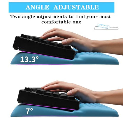 Computer Keyboard Stand Pad with Wrist Rest, Ergonomic Comfy Tilted Keyboard Stand Riser Holder Pad for Office Home (Blue) - color: Blue